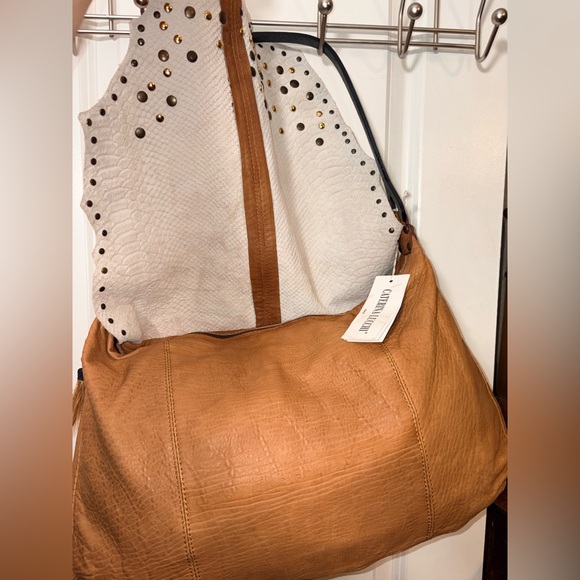 NWT Caterina Lucchi Large Studded Leather Hobo - Moro/Beige - Italy - Picture 13 of 16